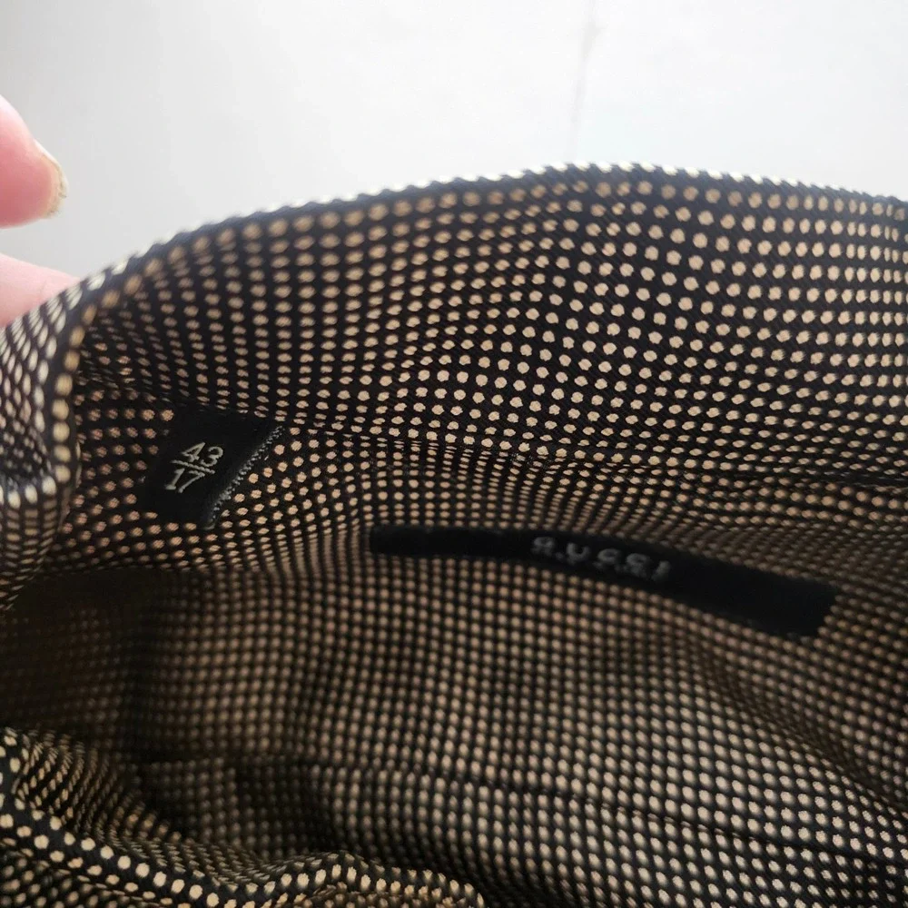 Gucci Mens Silk‎ Button Down Shirt 43/17 Brown Micro Dot GG Logo Pocket Italy